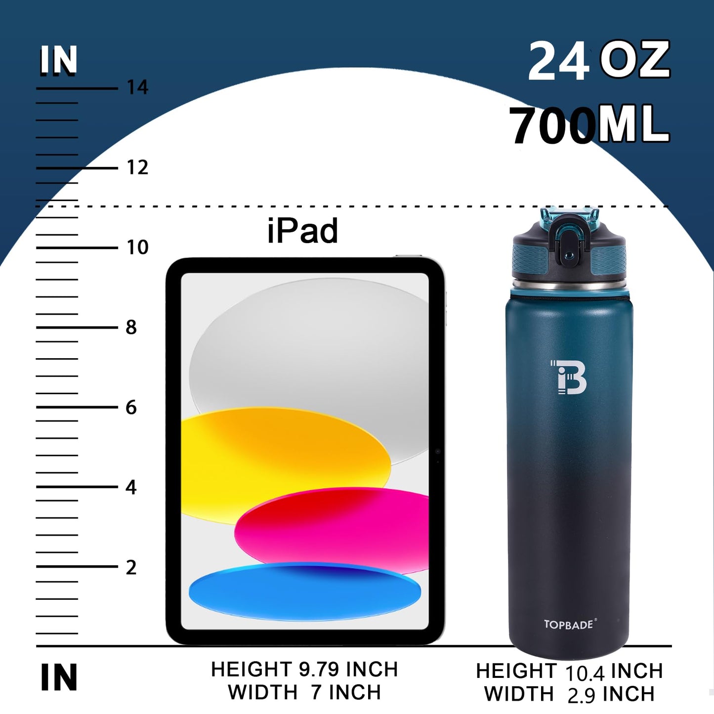 TOPBADE Insulated Water Bottle with 2 Lids(with Straw/No Straw), 24oz Stainless Steel Water Bottle,BPA-free and Leak-proof,Double Wall Vacuum Water Flask for School,Gifts for Boys and Girls