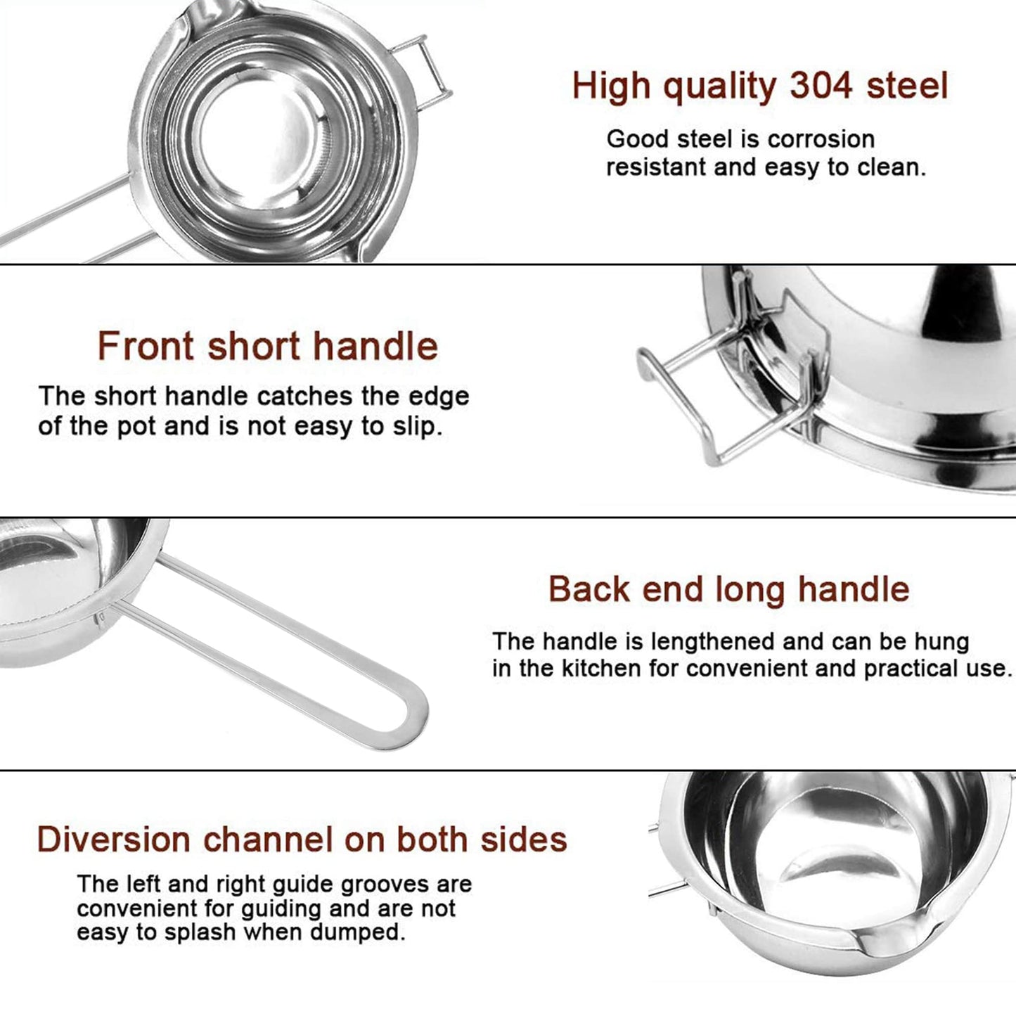 1000ML Melting Pot Stainless Steel - Double Boiler Pot for Melting Chocolate, Candy, Butter, Cheese and Candle Making