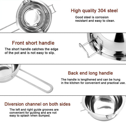 1000ML Melting Pot Stainless Steel - Double Boiler Pot for Melting Chocolate, Candy, Butter, Cheese and Candle Making