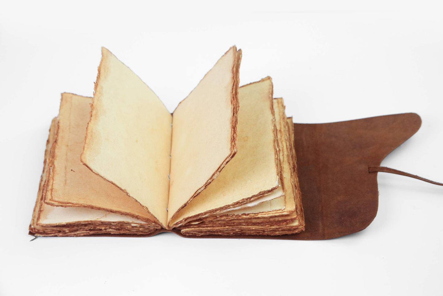 Wanderings Vintage Leather Journal - 4" x 6" - Small Antique Hand-Crafted Leather with Bound Old Fashioned Deckle Edge Paper - Perfect for Writing Shadows Journal a Grimoire Sketching