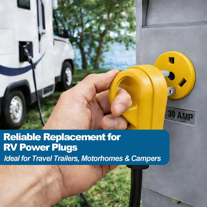 30 Amp RV Plug Male and Female Plug Receptacle Set with Handle RV Receptacle Plug Set Electrical Plug Adapter 55245 US Plug 125V Yellow