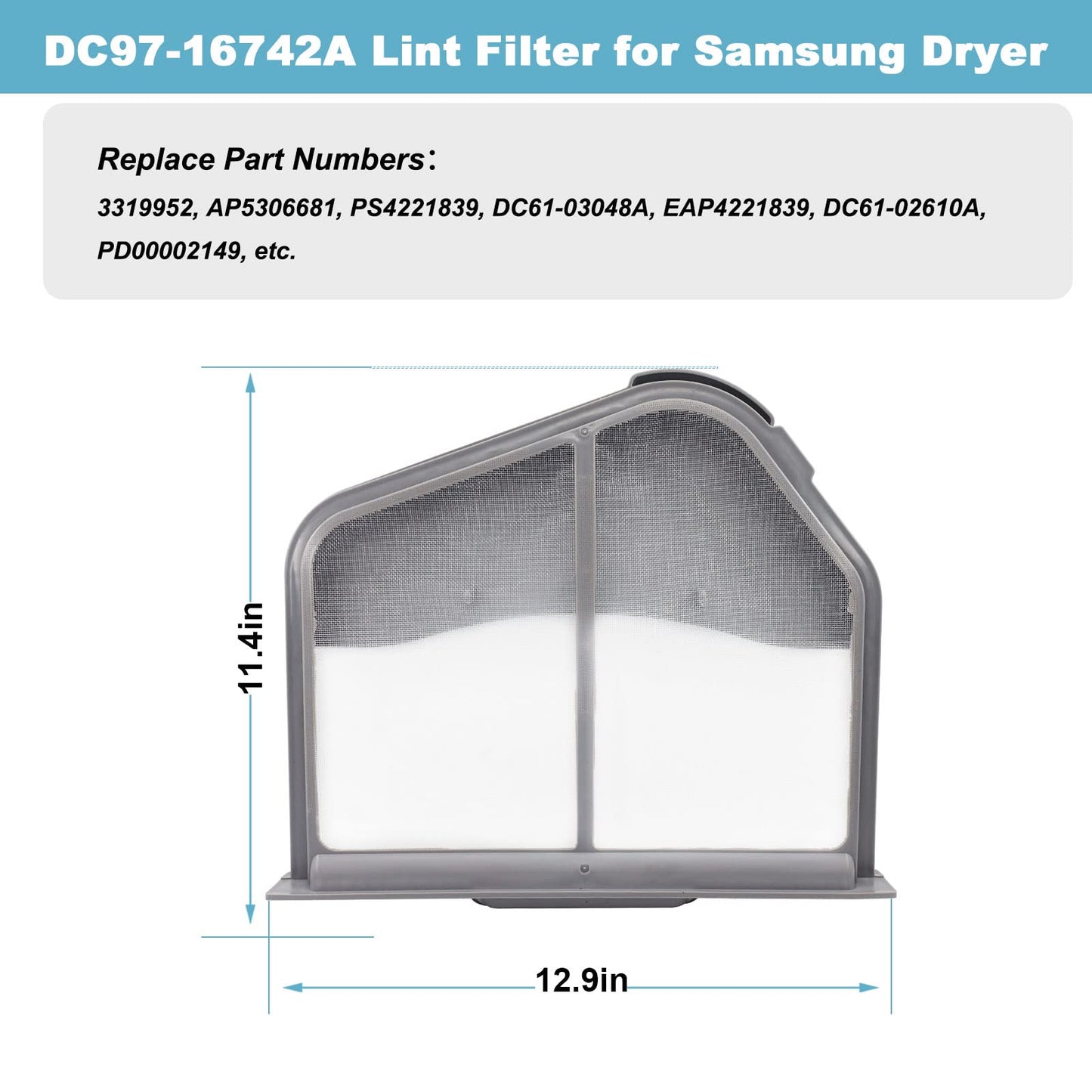 DC97-16742A Dryer Lint Filter Replacement for Samsung Dryer Lint Trap Screen Filter - Replaces 3319952, AP5306681, PS4221839, DC61-03048A, EAP4221839