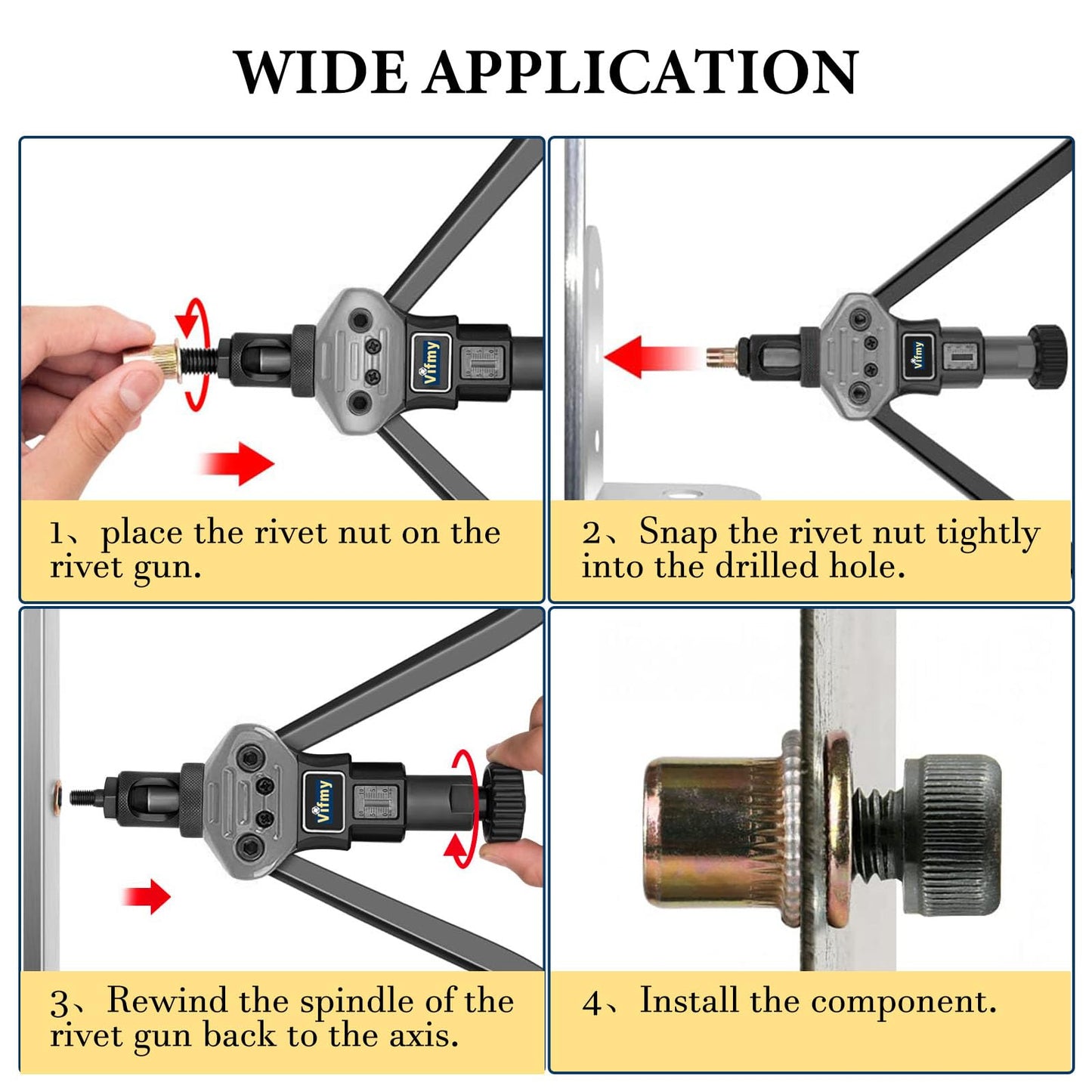 Vifmy SAE Rivet Nut Assortment Kit(240Pcs),#6-32#8-32#10-24 1/4"-20 5/16"-18 3/8"-16 UNC Rivnut Threaded Insert Nut Set,Zinc Plated Finish Carbon Steel Nutsert