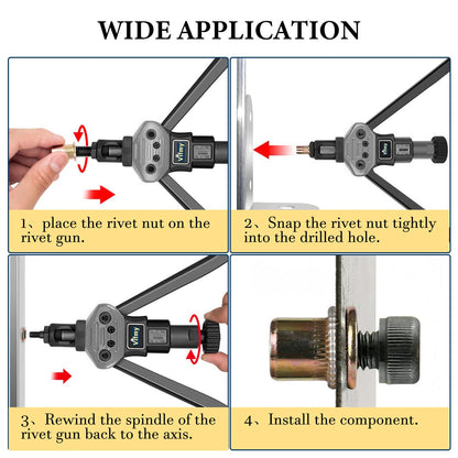 Vifmy SAE Rivet Nut Assortment Kit(240Pcs),#6-32#8-32#10-24 1/4"-20 5/16"-18 3/8"-16 UNC Rivnut Threaded Insert Nut Set,Zinc Plated Finish Carbon Steel Nutsert