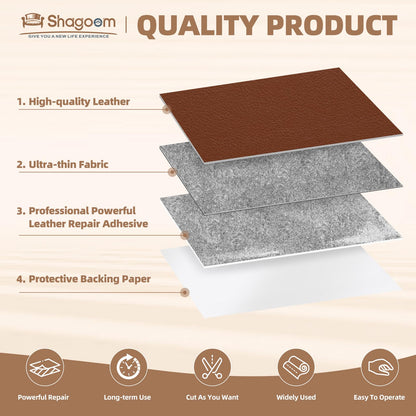 Shagoom Leather Repair Kit, 17X79 inch Self Adhesive Leather Patch Waterproof, DIY Large Vinyl Patches for Couches, Furniture, Kitchen Cabinets, Wall （Black, 17X79 inch）