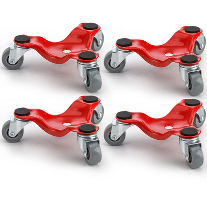 ZEAYEA 4 Pack 6-Inch Steel Tri-Dolly, 200 lbs / 90 kg Load Capacity 3 Wheel Mover's Dolly for Moving Furniture, Appliances, Cabinet, Table, Piano