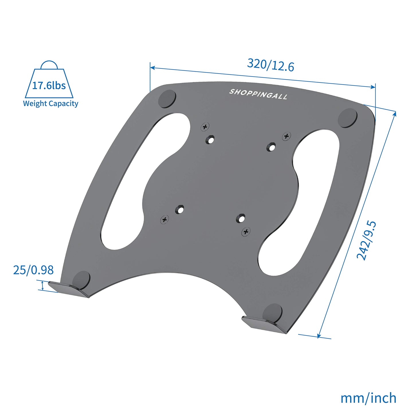 SHOPPINGALL Laptop Mount Tray for Monitor Arms and Stands | Holds 13 to 17 Laptops Notebook Arm Tray Laptop Holder Arm Plate Fits 75 x 75 and 100 x 100 VESA Mount Holes - SA-D15-Black