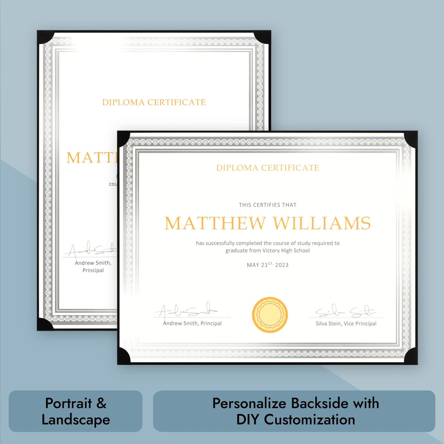 48-Pack Single Sided Award Certificate Holders - Bulk Certificate Holders for Graduation, Diploma, Employee Appreciation, Certification (fits 8.5x11, Black)