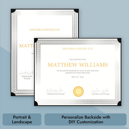48-Pack Single Sided Award Certificate Holders - Bulk Certificate Holders for Graduation, Diploma, Employee Appreciation, Certification (fits 8.5x11, Black)