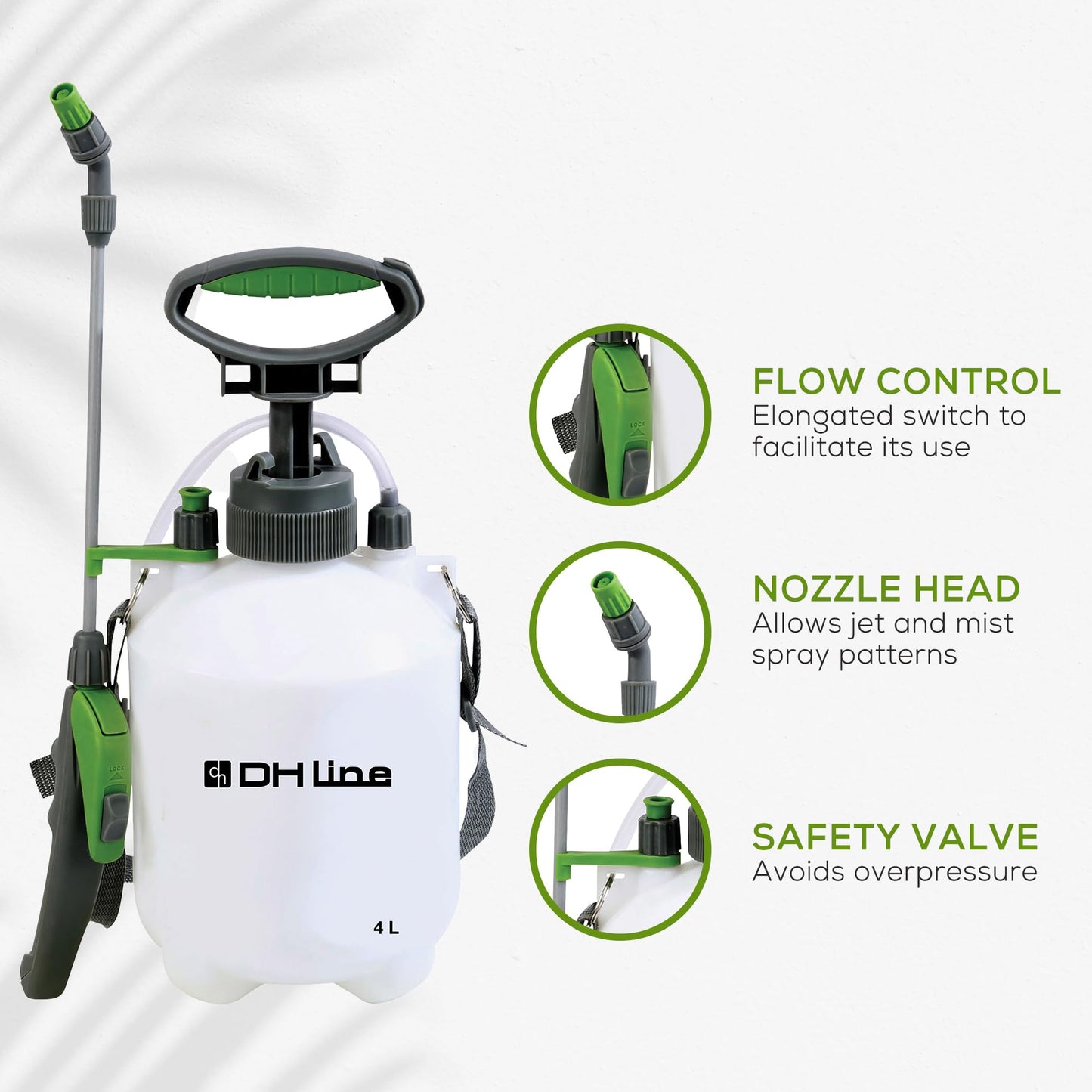 DH Line White 1-Gallon Spray Bottle for Plants - Adjustable Nozzle Pump Sprayer with Multiple Spray Patterns, Plant Spray Bottle Featuring Safety Valve to Prevent Overpressure
