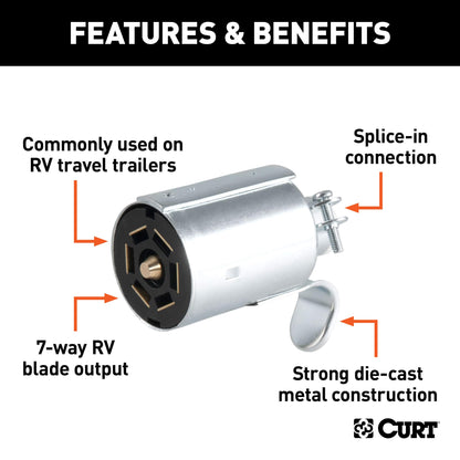 Curt Manufacturing 58190 7-Pole Metal Connector Trailer End