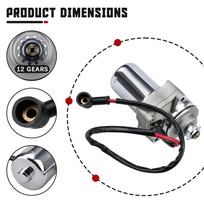 SOLLON 3 Bolt Starter Motor with Line for 50cc 70cc 90cc 100cc 110cc 125cc ATVs Dirt Bikes Go Karts Pit Bike Dune Buggy Sandrail Quad 4 Wheelers Compatible with SSR Roketa Taotao Coolster Jonway SunL