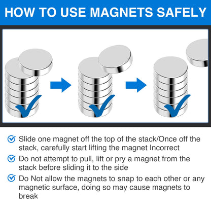 TRYMAG 255Pcs Small Magnets, 32X2mm 2P, 15X2mm 20P, 12x2mm 25P, 10x2mm 50P, 8X2mm 70P, 3x2mm 88P, 6 Different Size, Rare Earth Magnets for Crafts, Heavy Duty Round Refrigerator Magnet