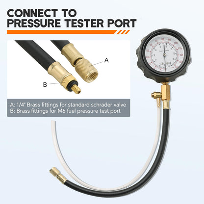 weyleity 0-140PSI Fuel Pressure Gauge Kit | Fuel Injection Pump Pressure Tester Gauge Kit, TU-114 Oil Pressure Tester Tool for Motorcycles Cars Trucks