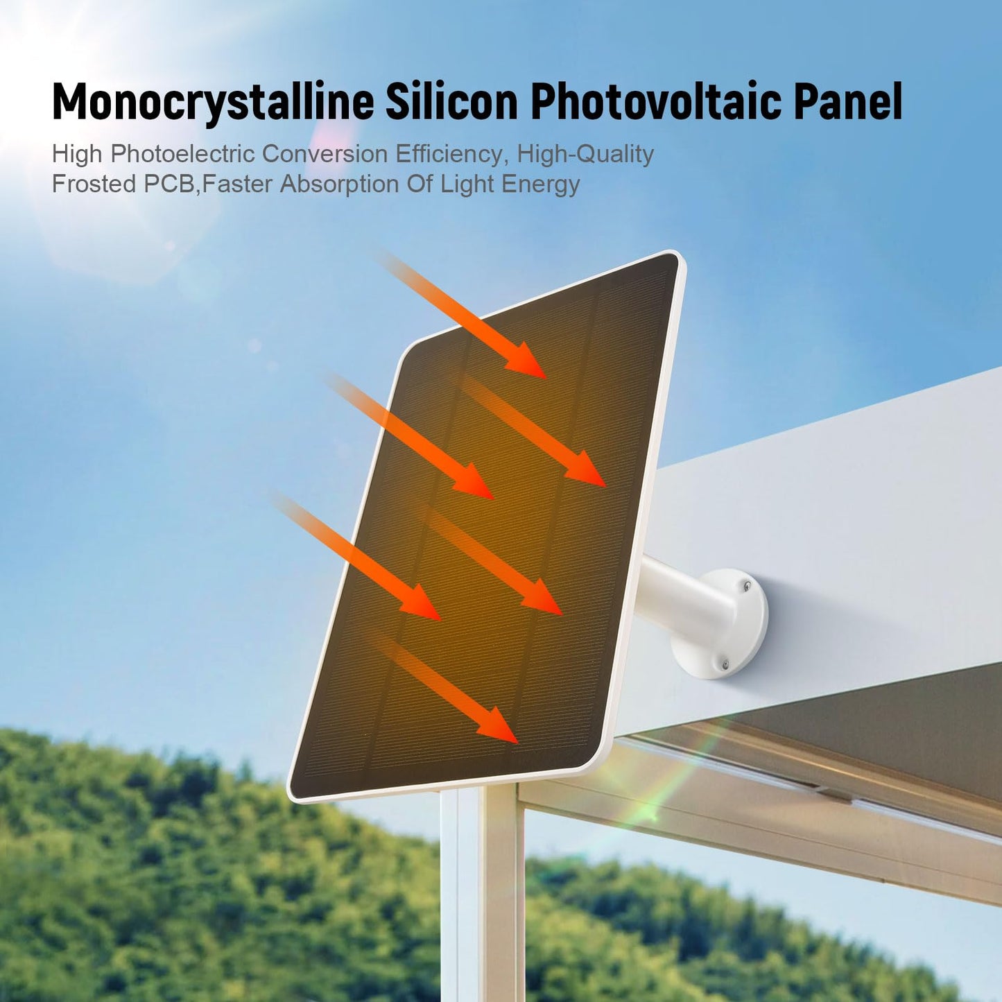 USB Solar Panel for Ring Camera - Type-C Solar Panel Charger 5v 6w with 10ft Waterproof Charging Cable, Micro-USB & USB-C & Barrel Port, IP66 Weatherproof,Includes Secure Wall Mount