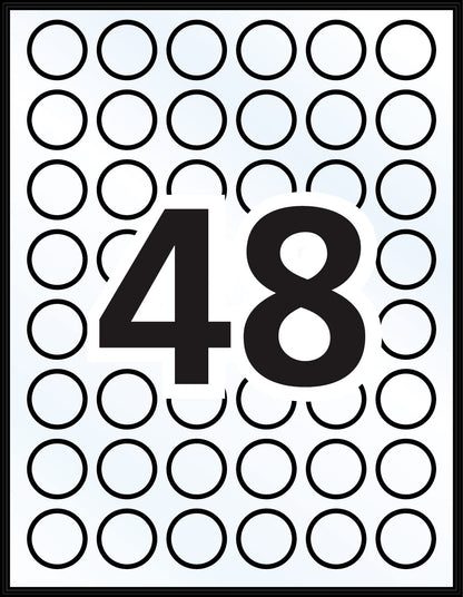 Avery Clear Round Labels, 1" Round Clear Mailing Labels, for Laser/Inkjet Printers, 480 Labels, Edge-to-Edge Print, Permanent, (7669), Made in Canada