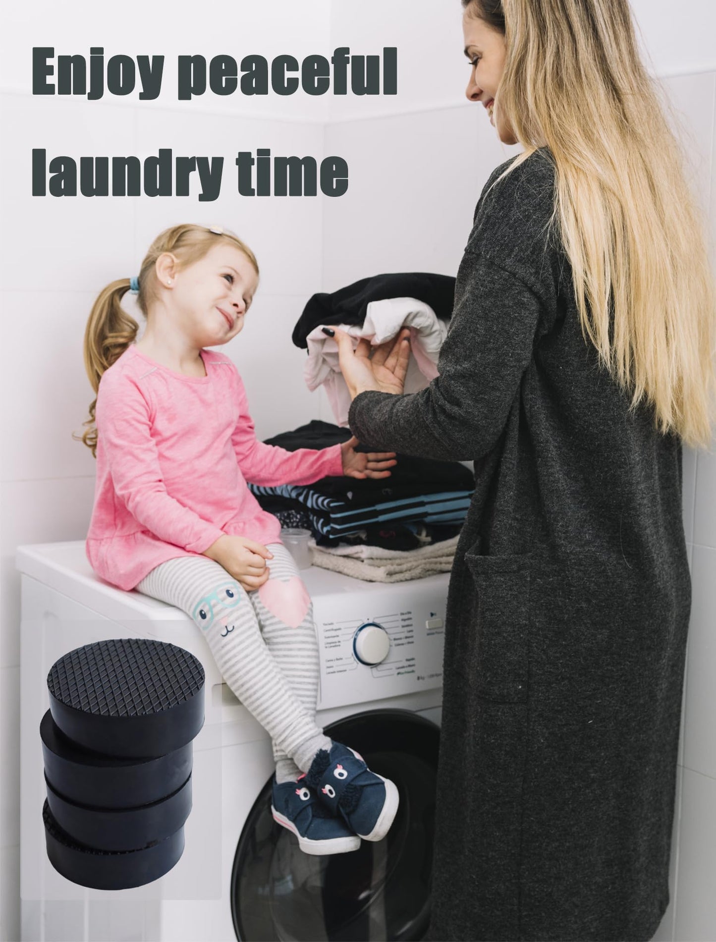 RUDUOMA Anti Vibration Pads for Washing Machine,Universal Washer Dryer Support Foot Pads,4 Pcs,Stops Moving Walking,Noise Cancellation,Rubber Anti Slip Muffling Mat,Washer Feet Stabilizer