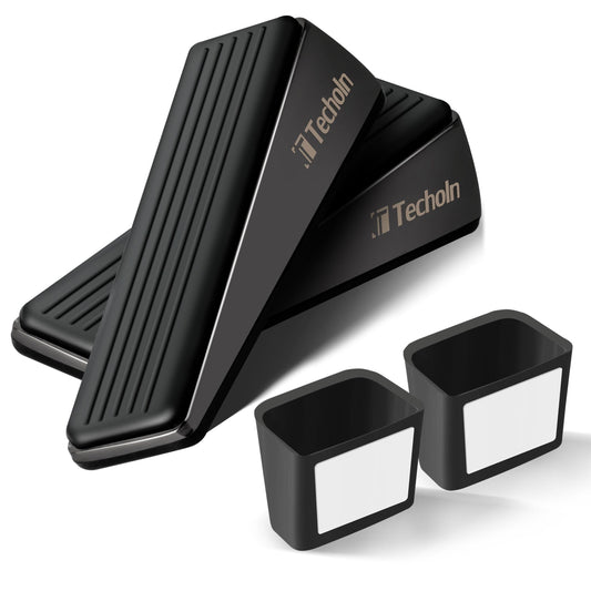 Techoln Door Stoppers, Heavy Duty Door Stop Wedge, Metal Doorstops for All Floor Surfaces (2, Frosted Black)