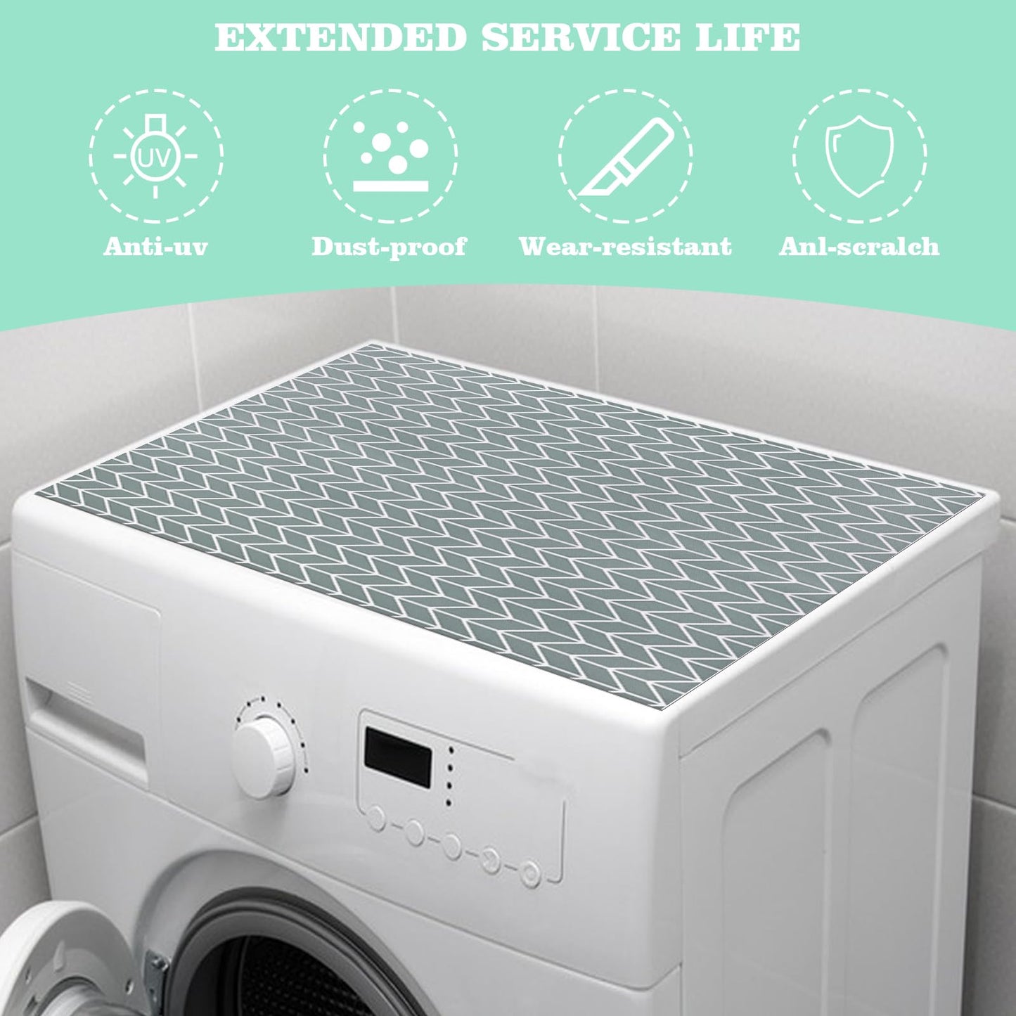 Actvty 2 Pcs Washer and Dryer Covers for the Top, 25.6'' x 23.6'' Washer Dryer Top Protector, Washing Machine Top Diatomite Rubber Protector Mat Non-Slip Scratch Protection Dust-Proof, D-152