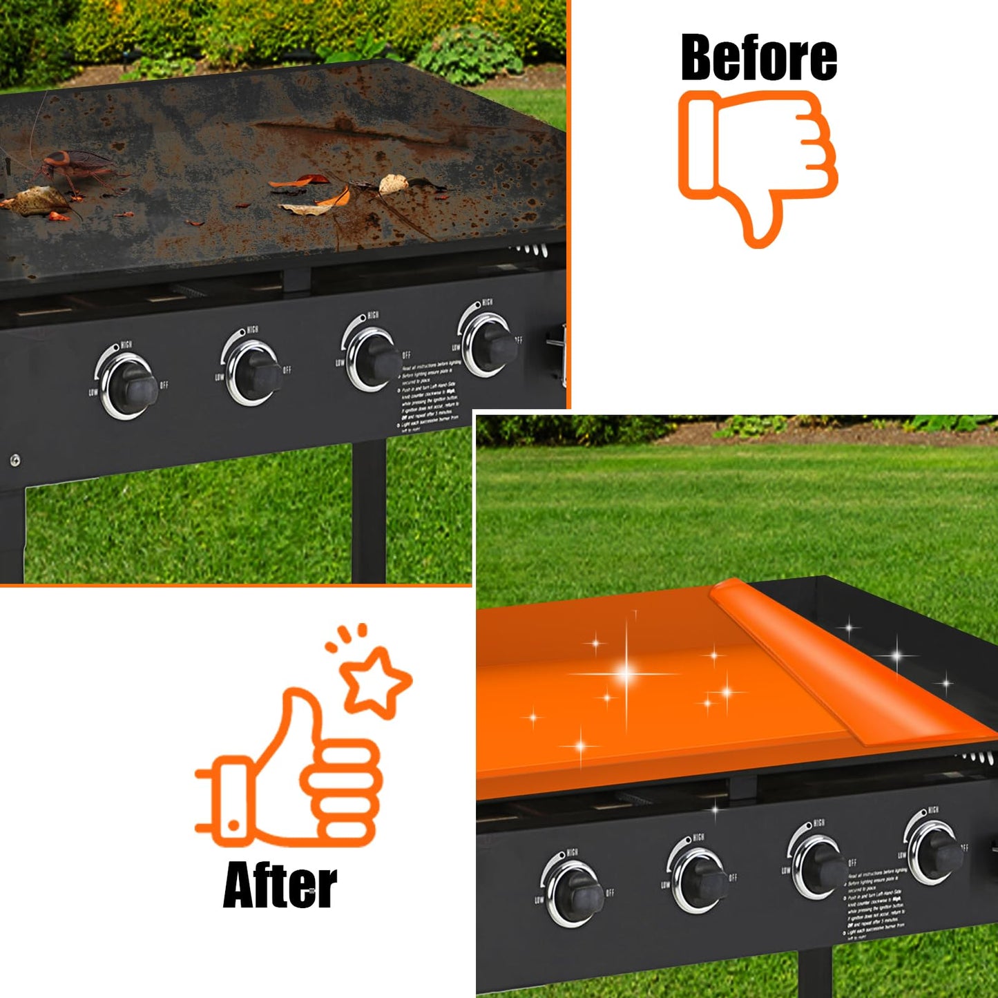 Silicone Griddle Mat Cover for Blackstone: 17 Inch Flat Top Grill Buddy Mats Griddle Grill Deck Protector Outdoor Camping Outside Cooking BBQ Accessories