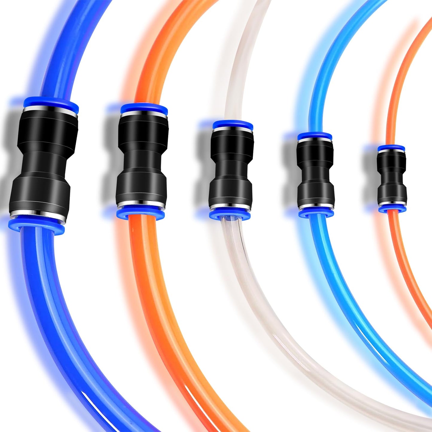 Supkiir 100Pcs Straight Push Connectors, Plastic Pneumatic Connectors Quick Release Push to Connect Fittings Kit, Air Hose Fittings Air Line Fittings for 4 6 8 10 12 mm Tube