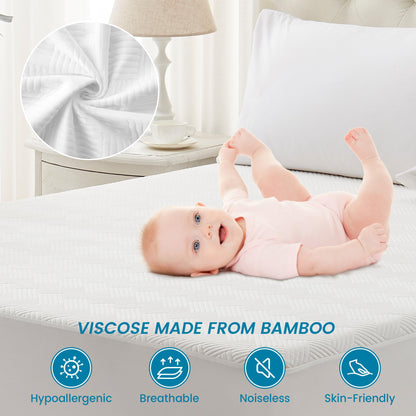 Cozymaker Queen Mattress Protector, Cooling Viscose from Bamboo Mattress Cover Fitted 8"-21" Deep Pocket, 100% Waterproof Soft Breathable Mattress Pad Protector Noiseless Washable