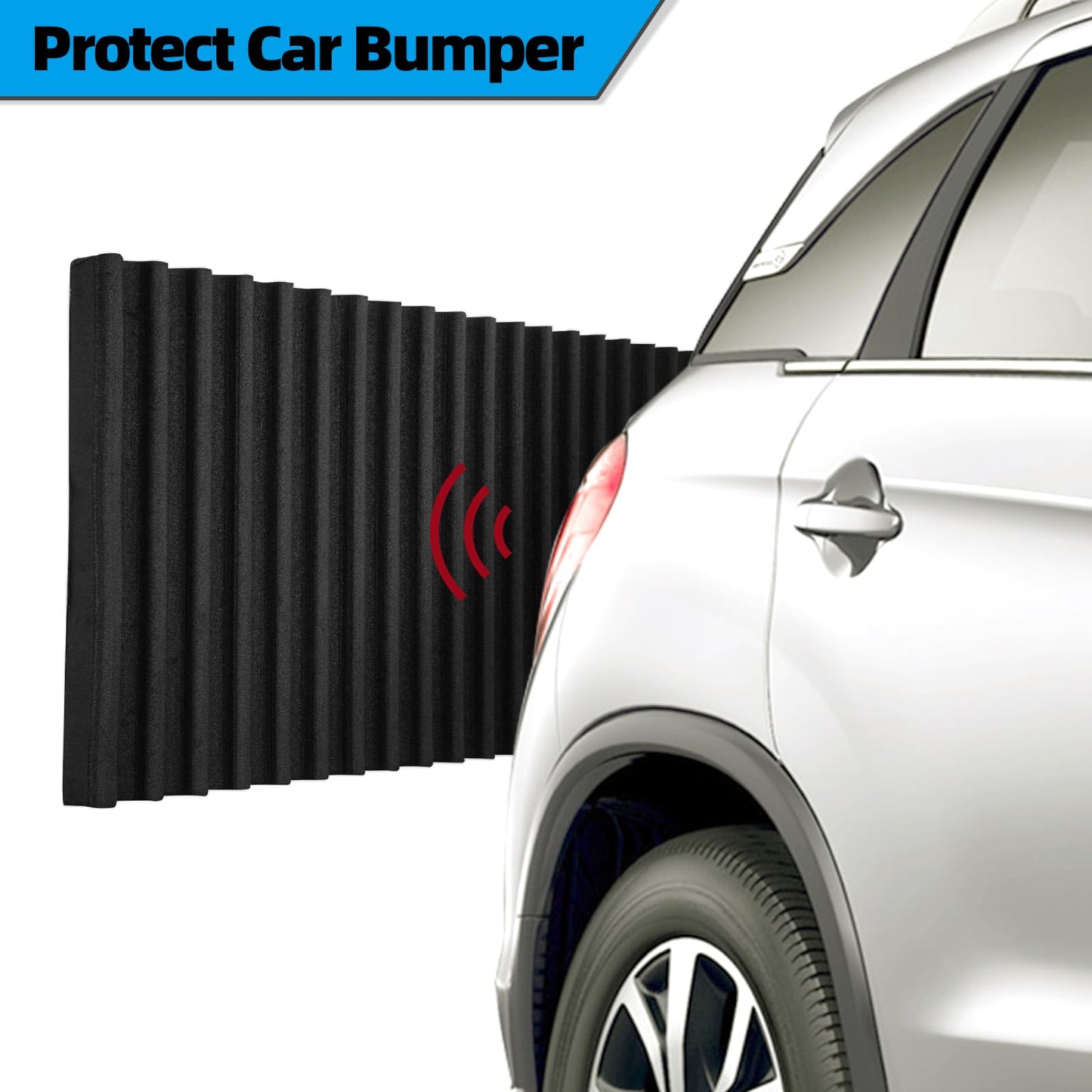 Spurtar Garage Wall Protector Thick Garage Parking Assist Car Door Edge Protector Car Door Protector Self-Adhesive Wavy Mat Anti-Collision EVA Foam Wall Padding, Black,79" x 8" x 5/8" (15 mm)