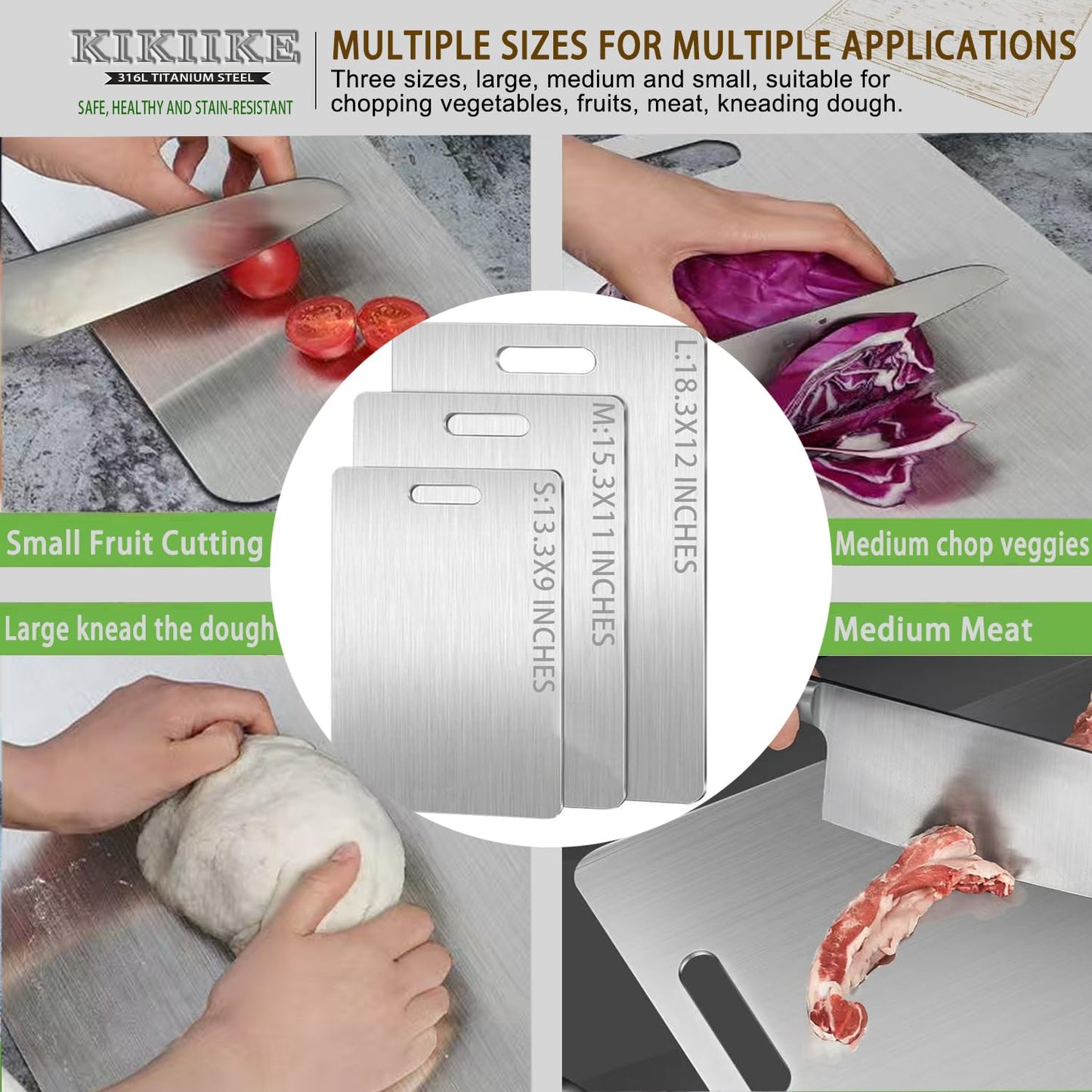 Titanium Cutting Board 2025 New Upgrade 100% Pure Titanium Cutting Boards for Kitchen - Double-Sided Food-Grade titanware Cutting Board Non-Stick Durable and Easy to Clean (13.3 x 9 in)