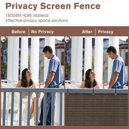 SUNNY GUARD 3'x10' Brown Balcony Deck Privacy Screen Fence, Apartments Railing Screen, Heavy Duty Wind Screen for Outdoor,Backyard,Patio,Deck Privacy