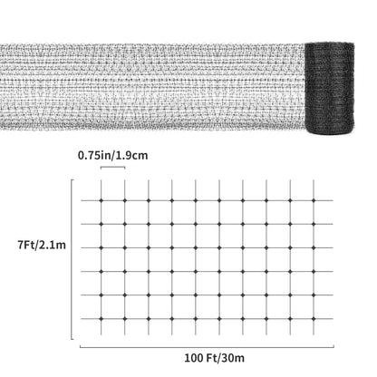 Bird Netting for Garden 7 x 100 Feet, Black Garden Protection Netting Heavy Duty Wire Mesh Net Barrier, Protect Plants Fruits Trees from Rodents Birds Deer Poultry Reusable Animal Fencing (1)