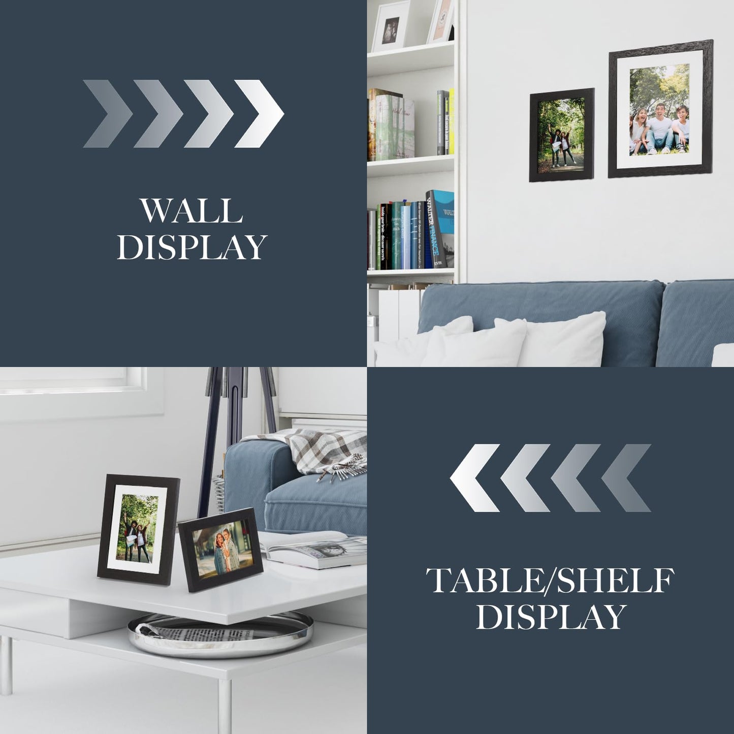 XUANLUO Picture Frames-4 Set 4x6 Picture Frame,Distressed Farmhouse Wood Pattern Photo frame,Display 4x6 Without Mat,Wall and Desktop Display Ideal for Home Decor,Multicolour