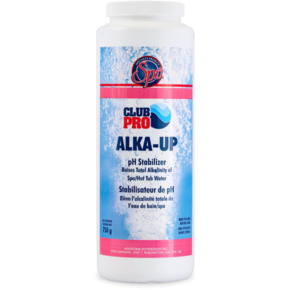 Club Pro Alka-Up 750g - Raises Alkalinity in Hot Tub & Spa - Compatible With Bromine, Chlorine, pH Adjusters & Accessories Like Puck Floater & Dispenser