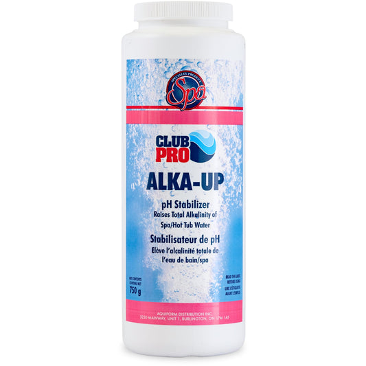 Club Pro Alka-Up 750g - Raises Alkalinity in Hot Tub & Spa - Compatible With Bromine, Chlorine, pH Adjusters & Accessories Like Puck Floater & Dispenser
