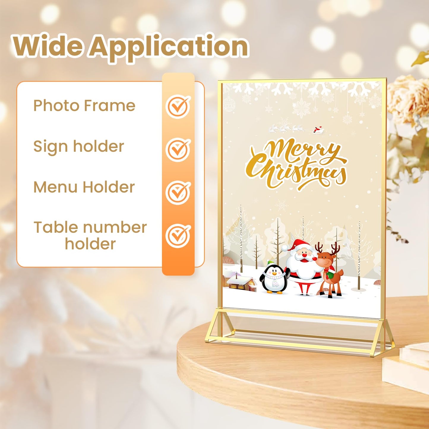 YOAEAILY Acrylic Sign Holder 8.5X11 Gold Frames Double-Sided Gold Picture Frames Flyer Holder for Menu Holder Wedding Table Number Holder Photo Frames with Double Sided Stickers-3 Pack