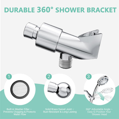 Handheld Shower Head with Hose – 5-Spray High-Pressure Hand Held Shower, Anti-Clog Water-Saving Shower Head, 70" Long Hose, 360° Adjustable Wall Brackets, Easy DIY Install