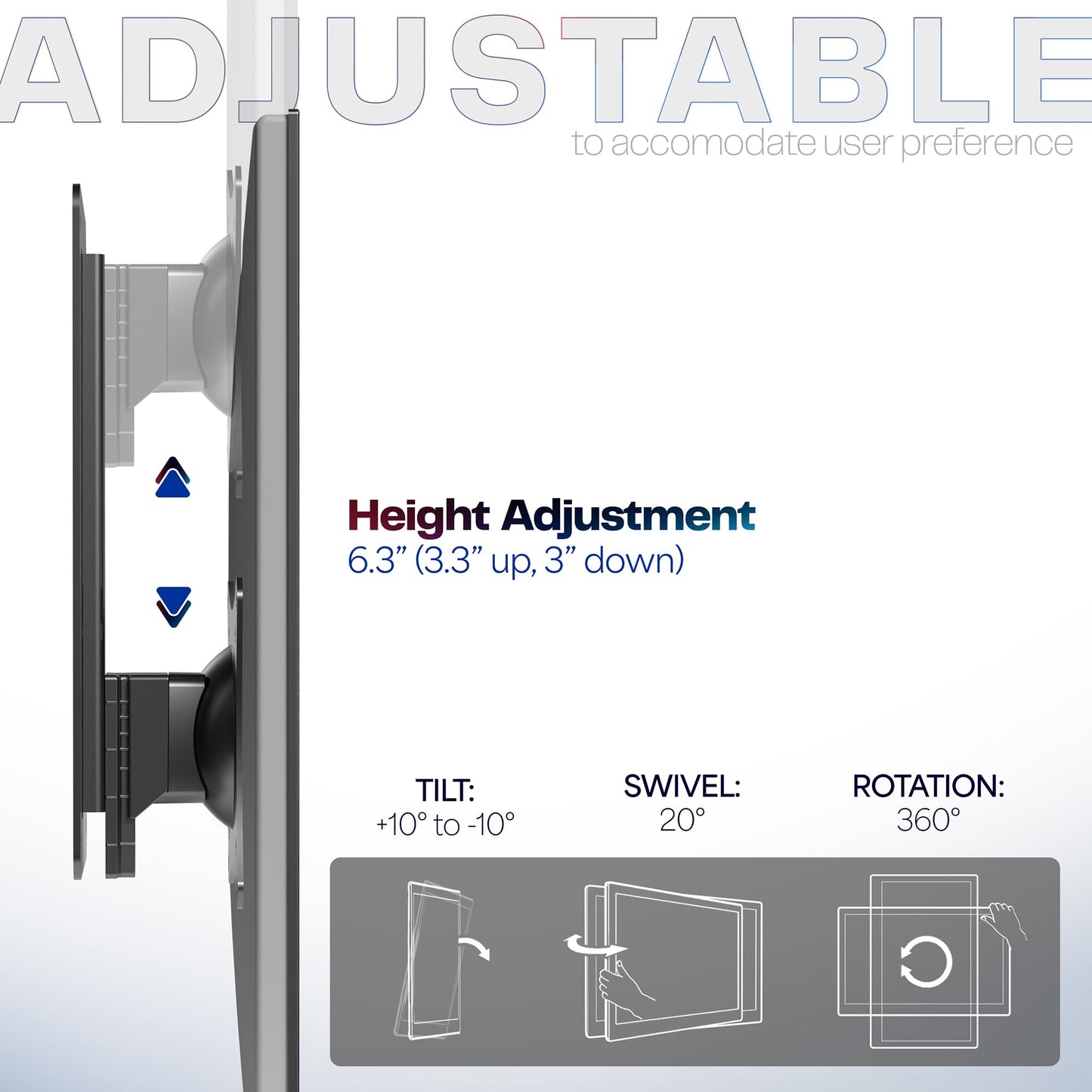 VIVO Height Adjustable 17 to 32 inch Single Monitor Articulating Wall Mount for Standing Workstations, Fits 1 Screen with Max VESA 100x100mm, Black, MOUNT-VW01A