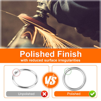 BEYOURD 6 inch Metal O Rings, Stainless Steel Round Ring Buckles, Solid Welded Metal Loop for Macrame, Hanging Slings Rope