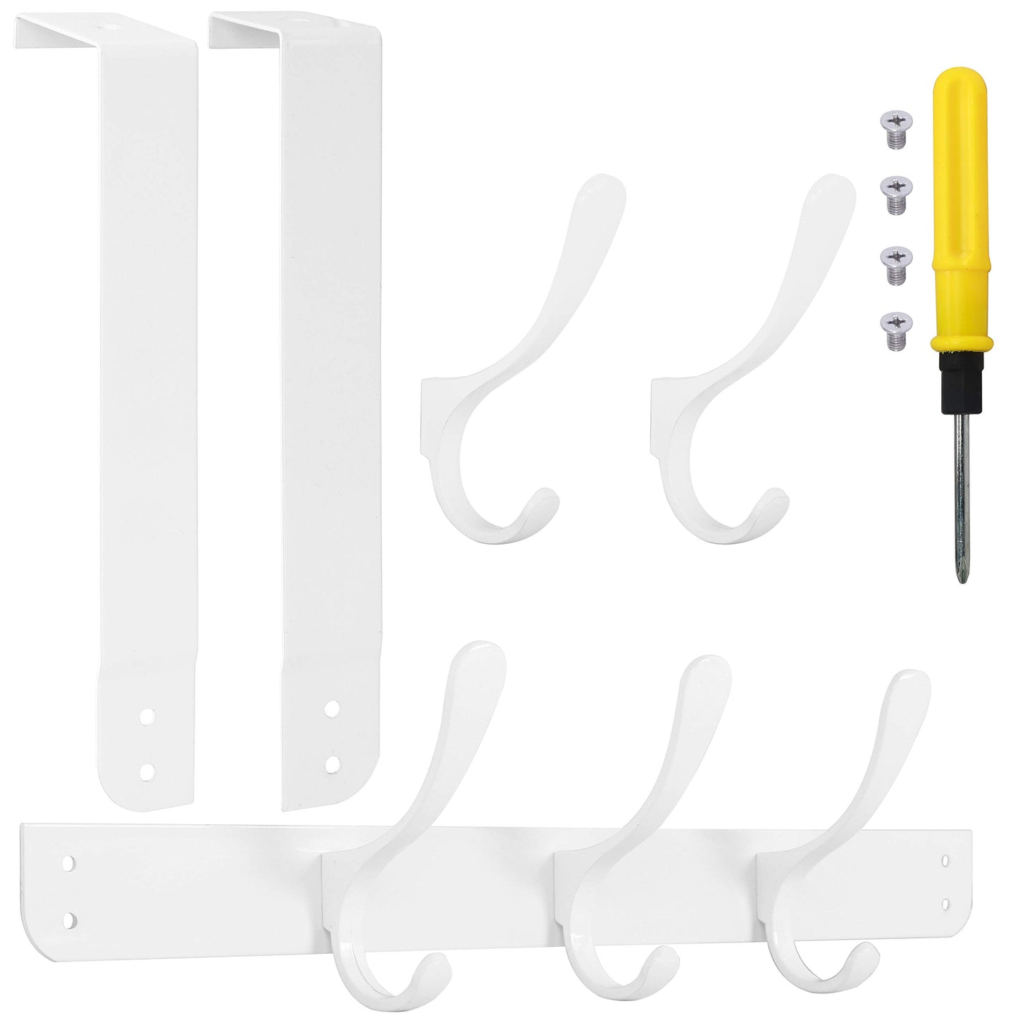 SKOLOO Over The Door Hook, Door Hanger Hooks for Hanging Clothes, Towels, Coats, Hats, Over The Door Towel Hook - White, Assembly Required