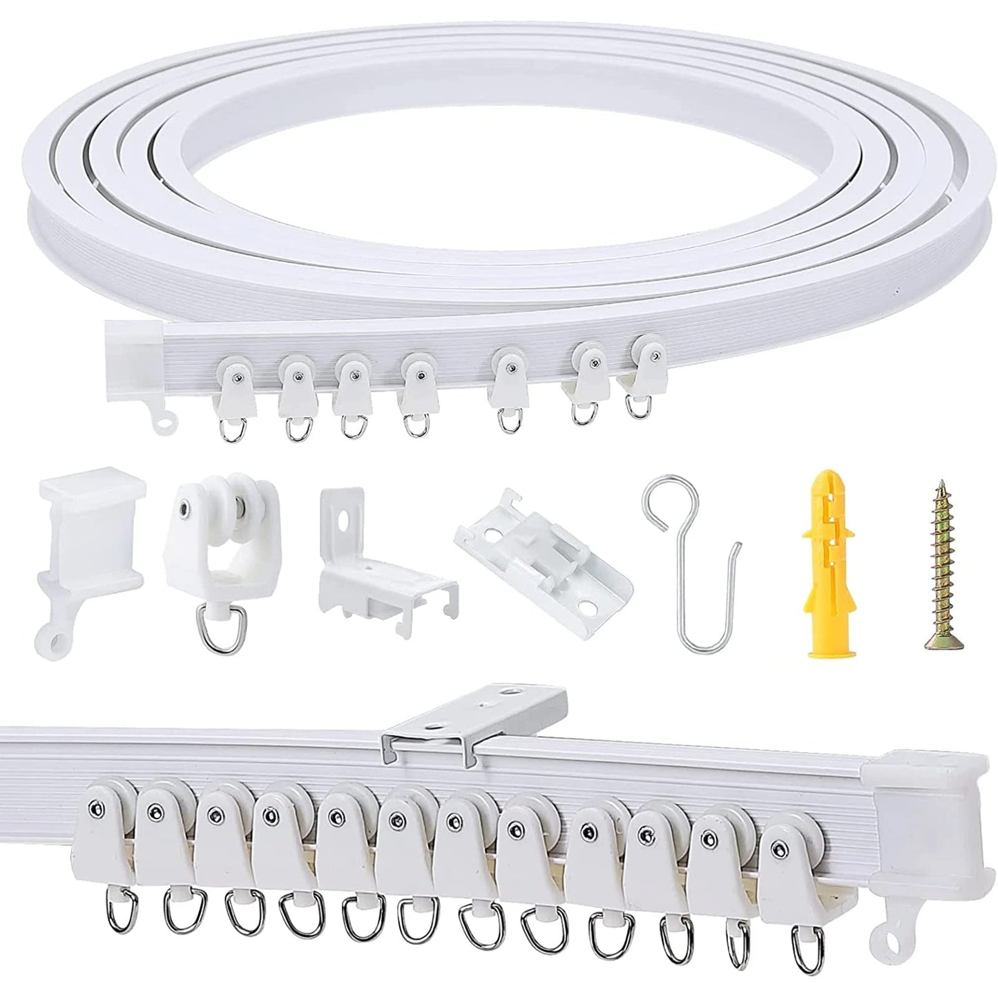 5 Meters (16.4FT) Flexible Bendable Ceiling Curtain Track,room divider, window treatment or bay, shower track, trailer motorhome Curtain Track, Room Divider, Ceiling Track for Curtains
