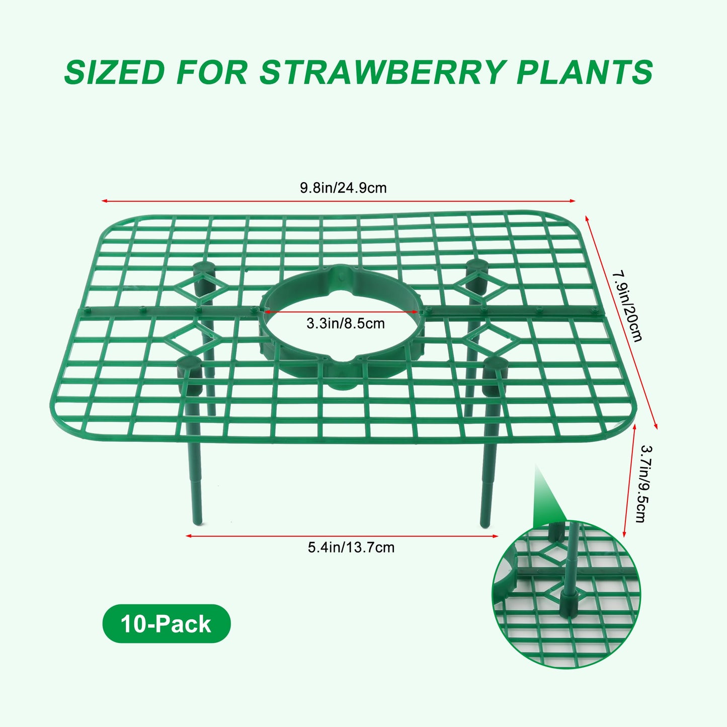 CNNIK 10 Pack Strawberry Plant Supports, Square Growing Frame to Keep Berries Off the Ground, Easy-Assembly Garden Plant Stand