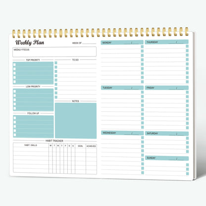 Weekly Planner Notepad Undated Weekly Goals Schedule Planner To Do List Notebook Planning Pad Calendars Organizers Habit Tracker Journal for Men & Women,52 sheets (8.5x12")