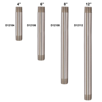 Westbrass D12104-62 IPS 1/2" x 4" Pipe Nipple, Matte Black