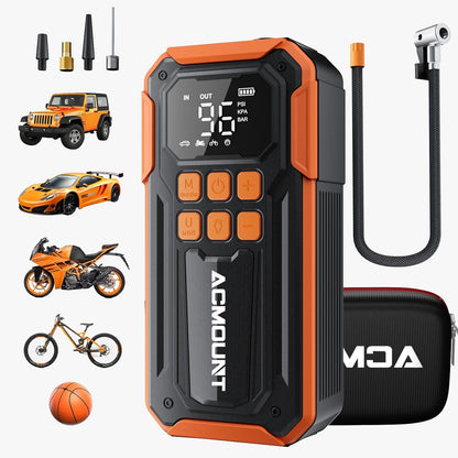 Tire Inflator Portable Air Compressor, 160PSI Air Compressor Tire Air Pump, 6X Faster Inflator with 5 Modes, Emergency Power Battery & 3 LED Lights, Cordless Tire Air Pump with Large Cylinders