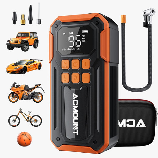 Tire Inflator Portable Air Compressor, 160PSI Air Compressor Tire Air Pump, 6X Faster Inflator with 5 Modes, Emergency Power Battery & 3 LED Lights, Cordless Tire Air Pump with Large Cylinders