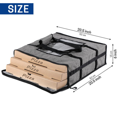 WISEPRO Pizza Delivery Bag, 20.5" X 20.5" X 5.9" Insulated Food Delivery Bag, Thermal Pizza Carrier Bag for Restaurants, Parties, Camping, Takeout