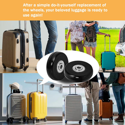 50mm x 14mm Luggage Wheel Replacement Kit 8Pcs Rubber Suitcase Wheels with Saw&50mm Axles Repair Kit for Luggage Bags Trolley Case