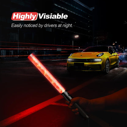 RoadHero 2 Pack Traffic Wand, 16 Inch Led Traffic Control Baton, Safety Light Wands with 2 Flashing Modes, Air Marshaling Signal Wand with Side Clip for Airport, Parking, Car Directing
