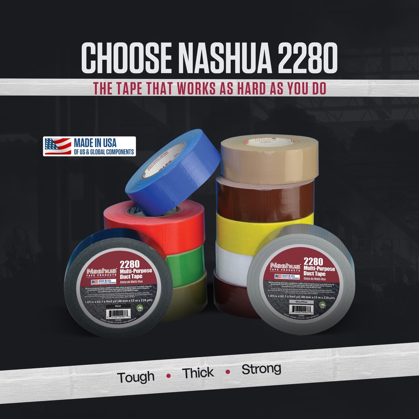 Nashua 2280 Tan Duct Tape, All Purpose, Water Resistant, 2.83 Inch x 60yds, 1 Roll