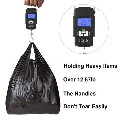 T Shirt Bags, Black Plastic Grocery Bags with Handles in Bulk for Shopping and Restaurant, Bolsas De Plastico para Negocio, 12 x 20 inch (200 Pcs)
