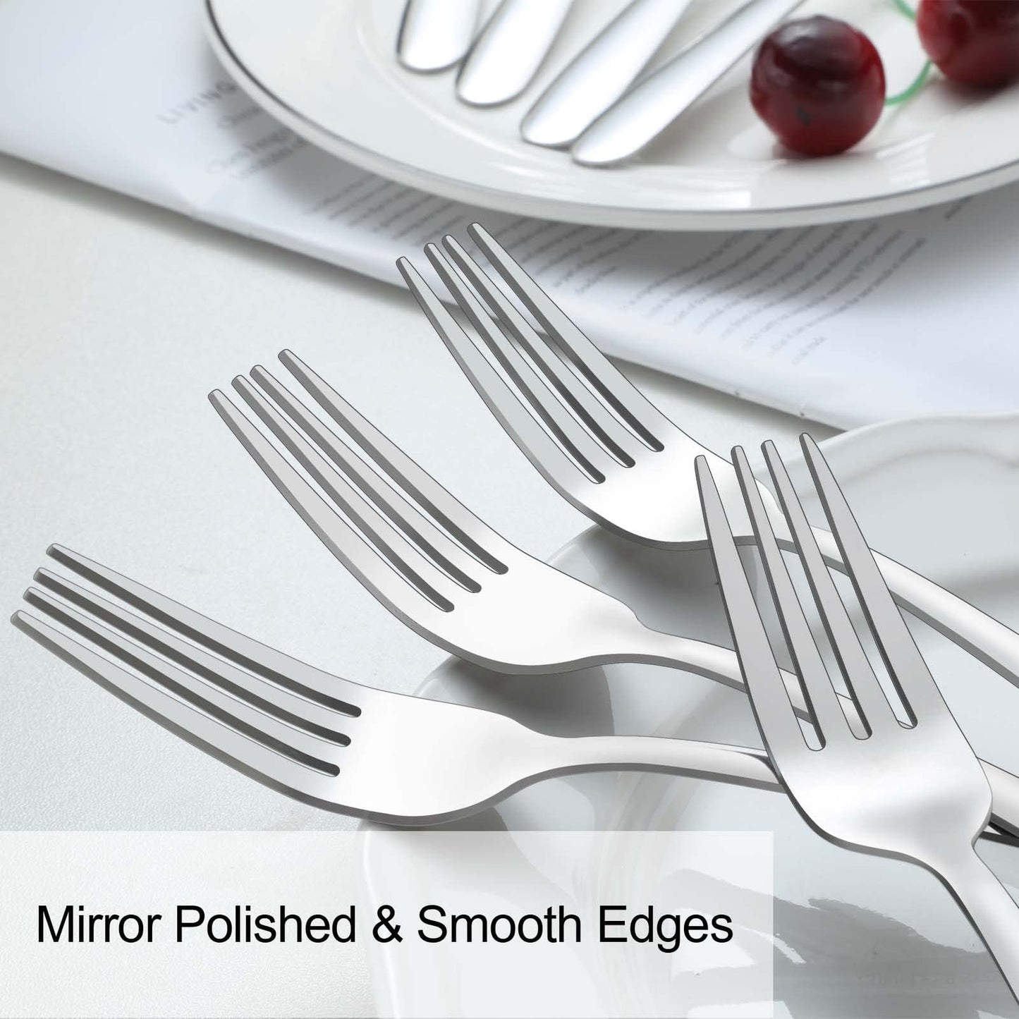 Pleafind 36-Pcs Dinner Forks Set, 8 Inch Forks Silverware, Stainless Steel Fork, Silverware Fork, Mirror Polished Fork Set, Small Forks for Home, Restaurant, Dishwasher Safe